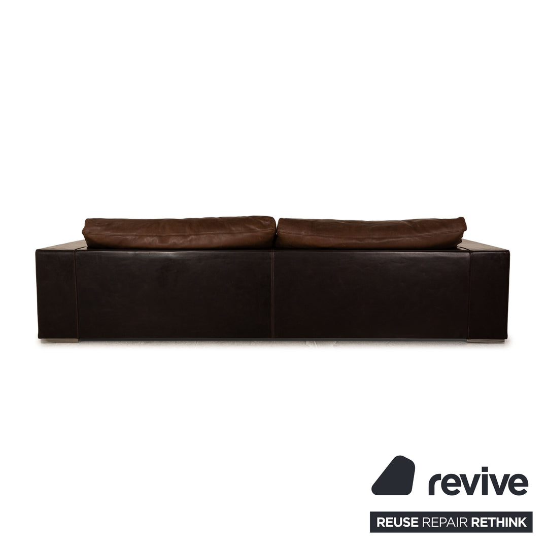 Baxter Budapest Leather Four Seater Brown Sofa Couch