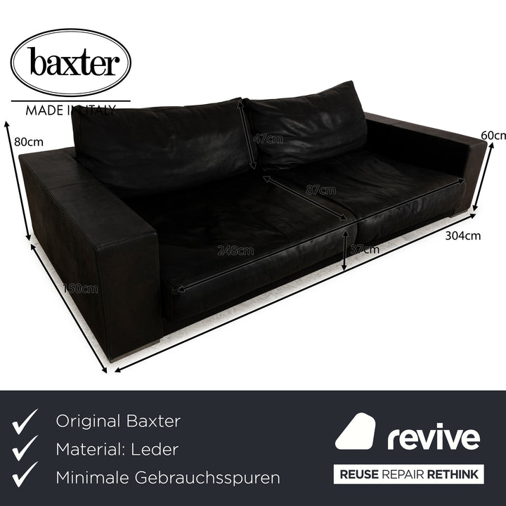 Baxter Budapest Leder Viersitzer Dunkelgrau Braun Sofa Couch