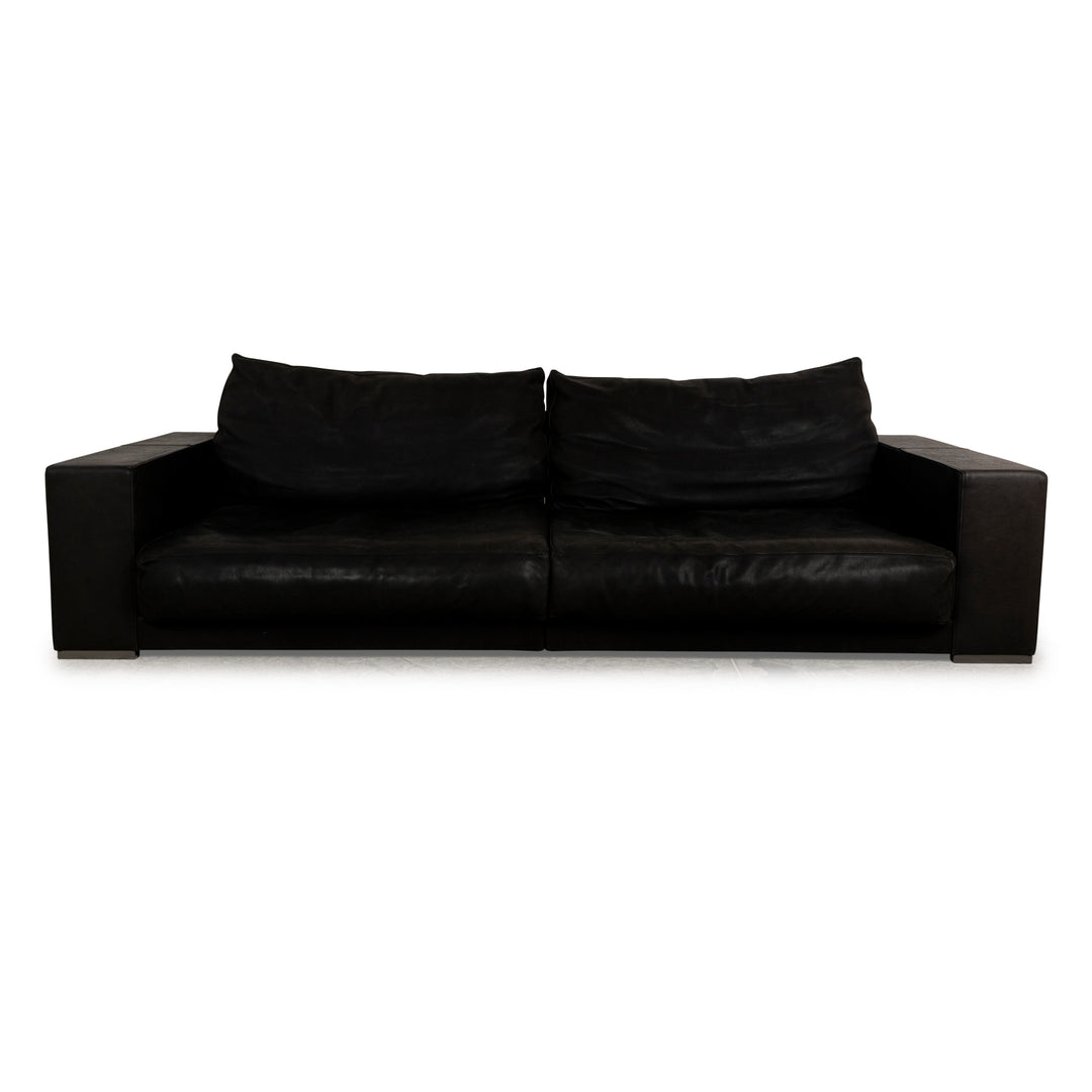 Baxter Budapest Leder Viersitzer Dunkelgrau Braun Sofa Couch