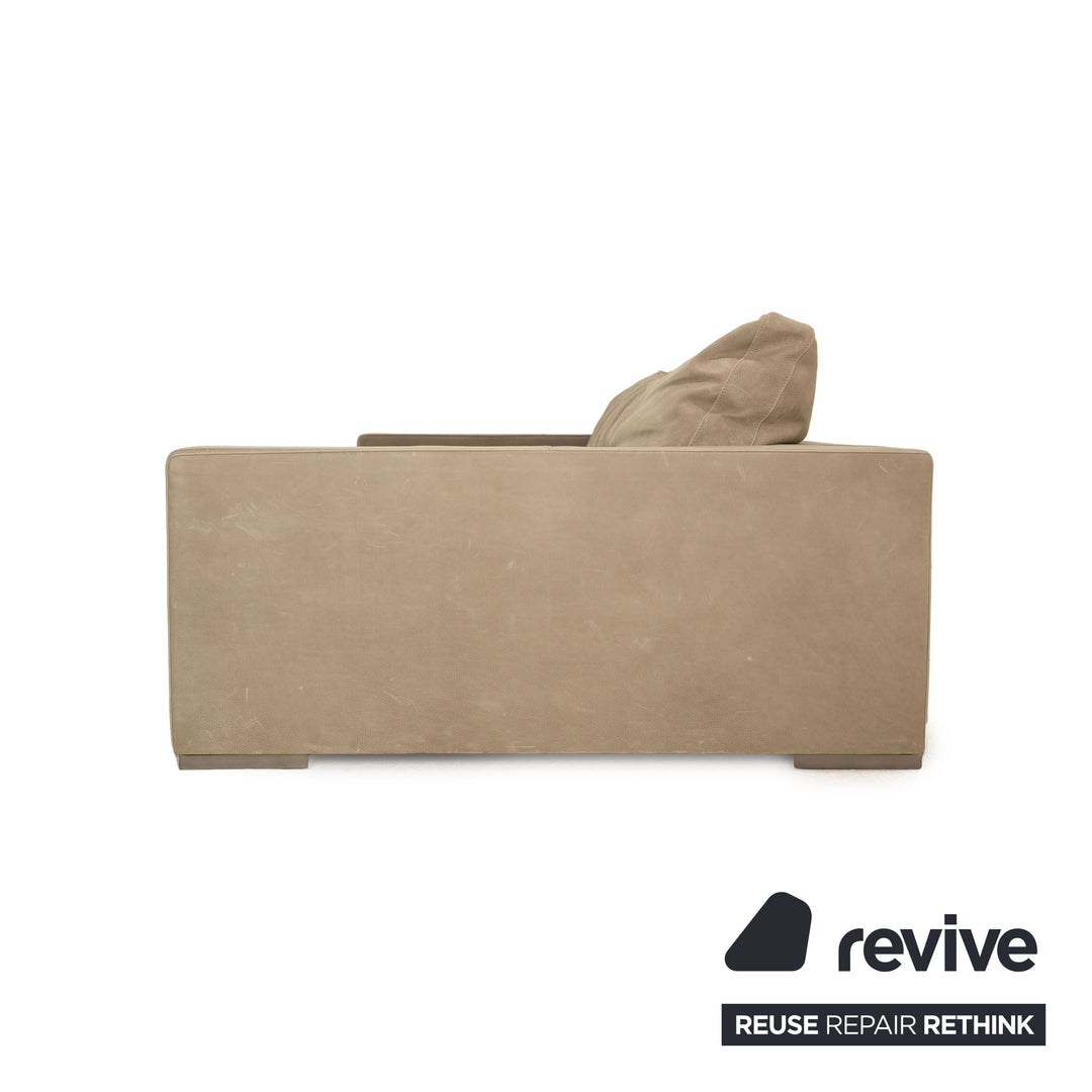 Baxter Budapest Leder Viersitzer Hellgrau Khaki Sofa Couch