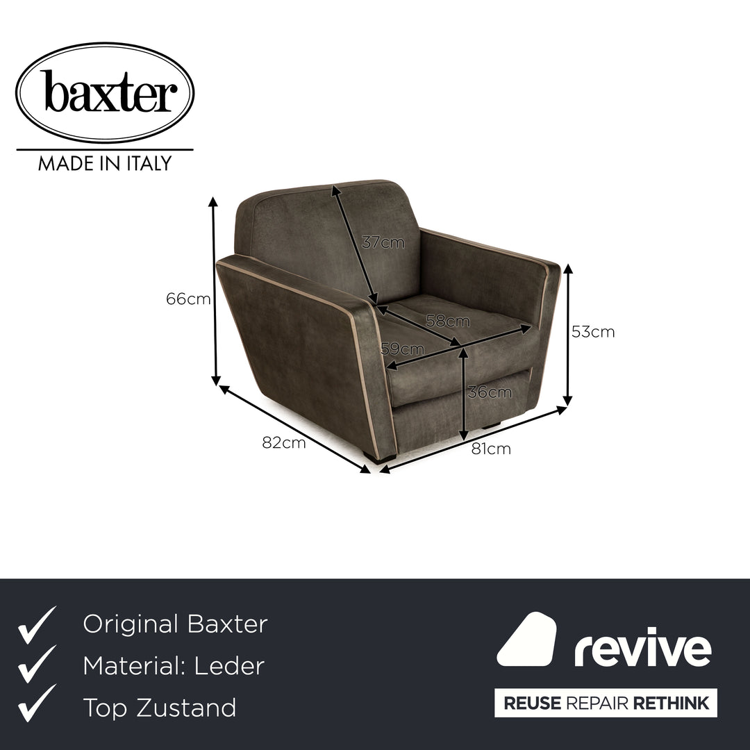 Baxter Capri Leather Armchair Grey