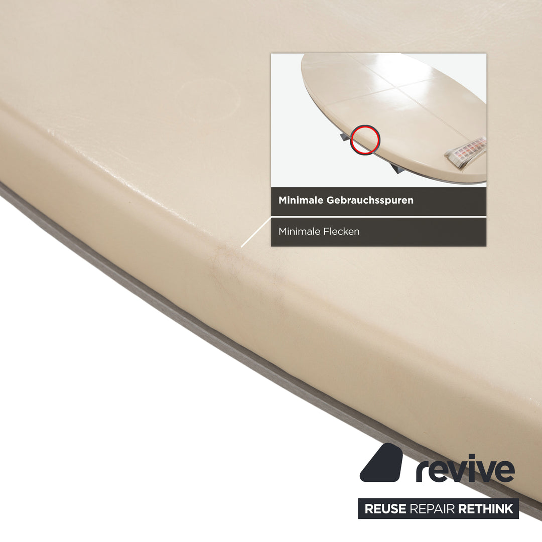 Baxter Gilbert Garnitur 8er Stuhl Leder Tisch Weiß Beige Creme Weiß Edelstahl Esszimmer Oval