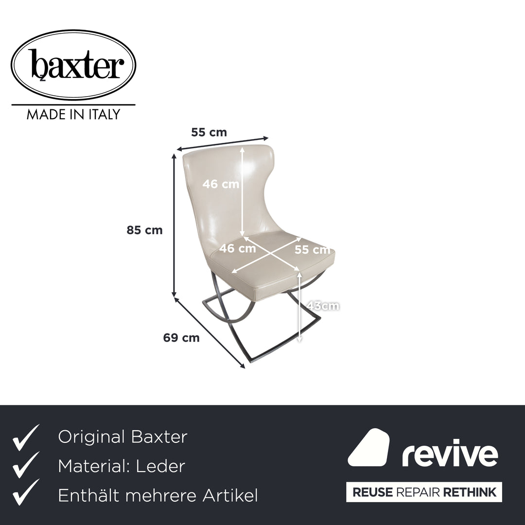 Baxter Gilbert Garnitur 8er Stuhl Leder Tisch Weiß Beige Creme Weiß Edelstahl Esszimmer Oval