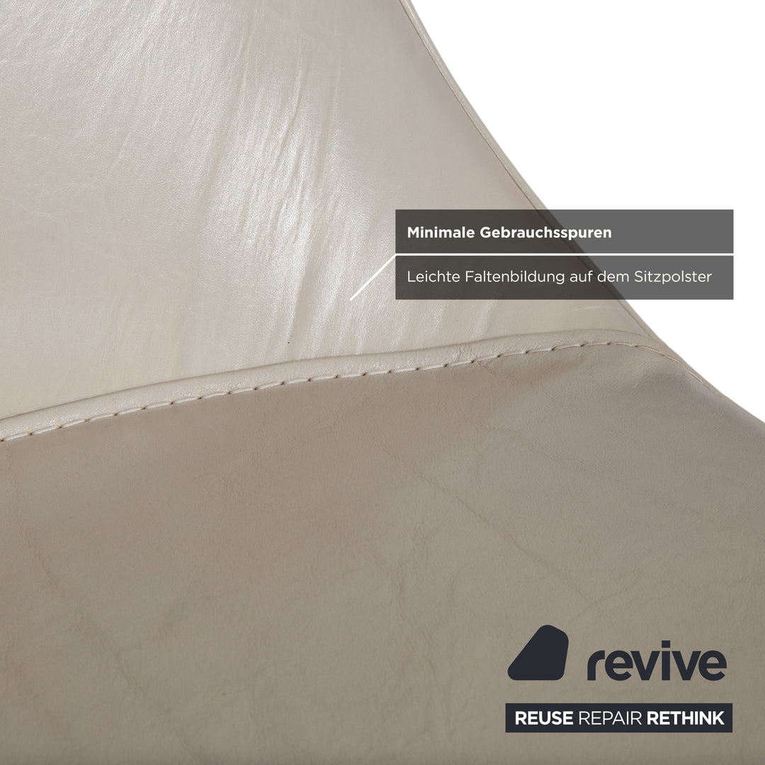 Baxter Gilbert Garnitur 8er Stuhl Leder Tisch Weiß Beige Creme Weiß Edelstahl Esszimmer Oval