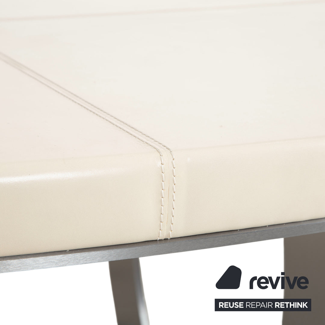 Baxter Gilbert Garnitur 8er Stuhl Leder Tisch Weiß Beige Creme Weiß Edelstahl Esszimmer Oval