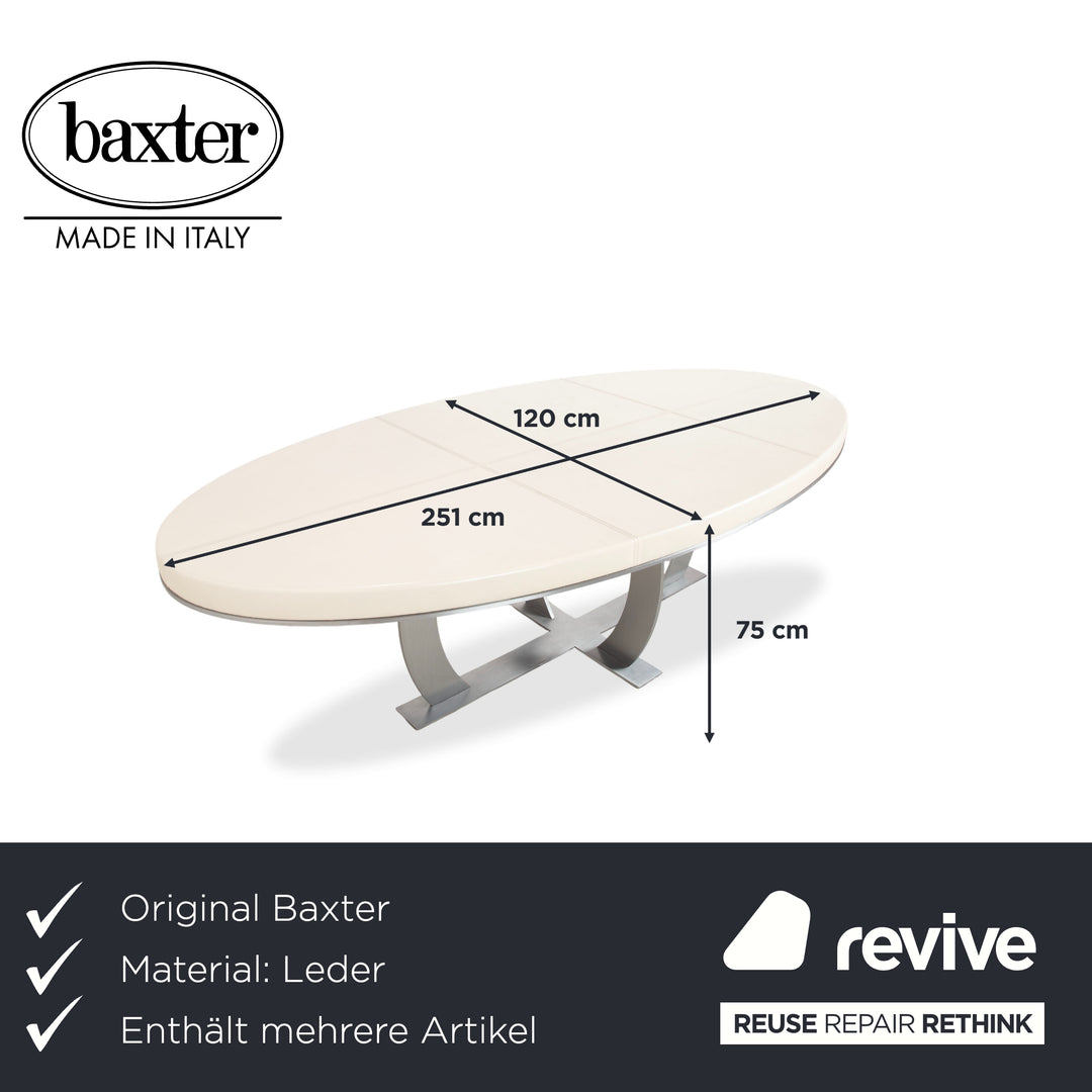 Baxter Gilbert Garnitur 8er Stuhl Leder Tisch Weiß Beige Creme Weiß Edelstahl Esszimmer Oval