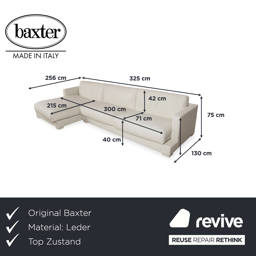 Baxter Leather Corner Sofa White Cream Sofa Couch