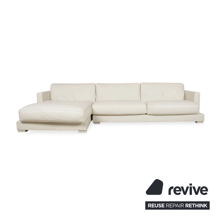 Baxter Leather Corner Sofa White Cream Sofa Couch