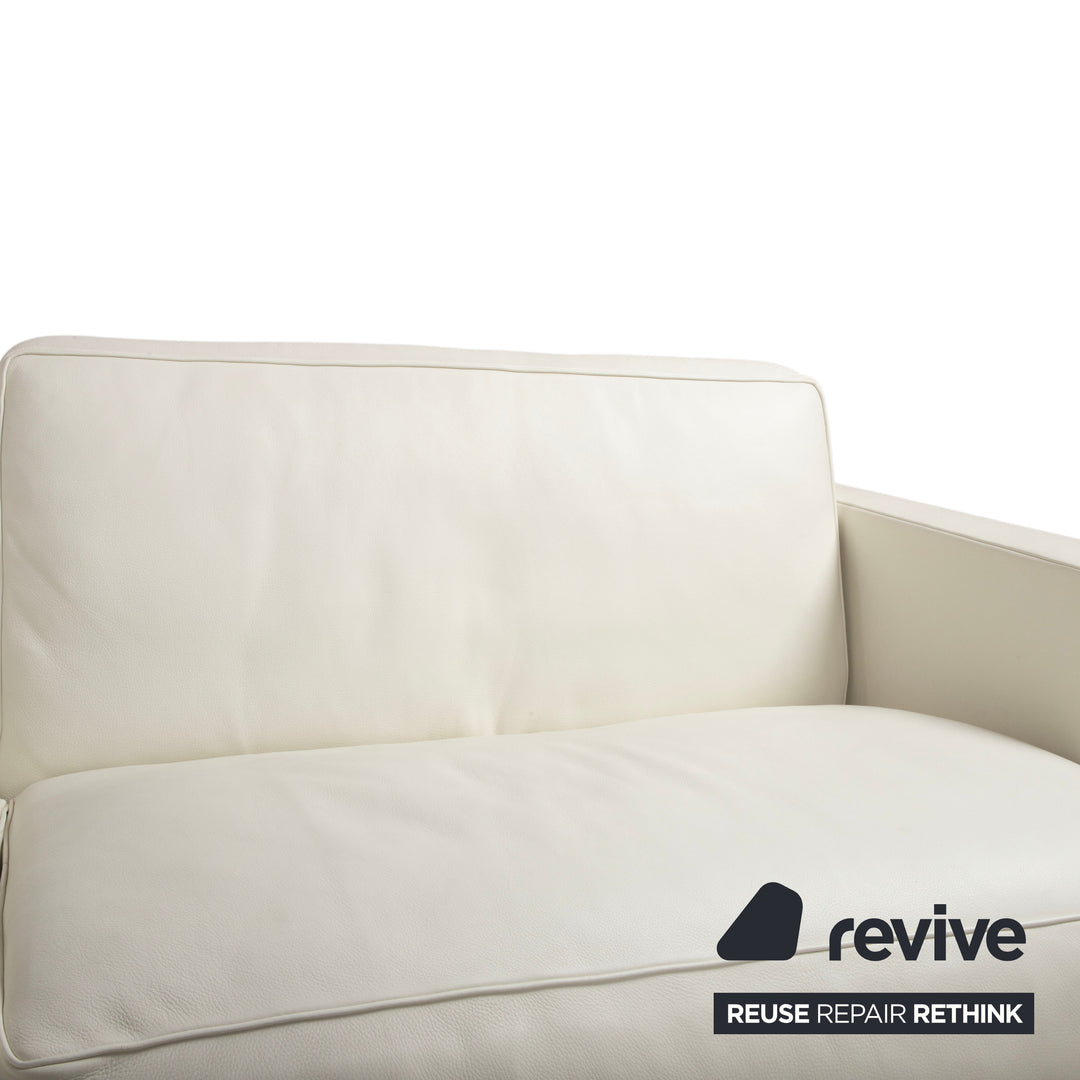 Baxter Leather Corner Sofa White Cream Sofa Couch