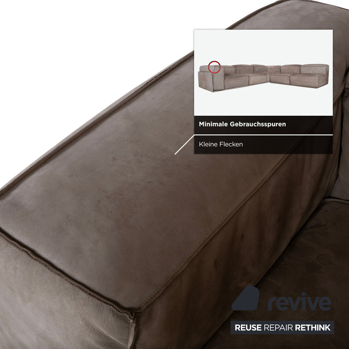 Baxter Leder Ecksofa Grau Beige Sofa Couch