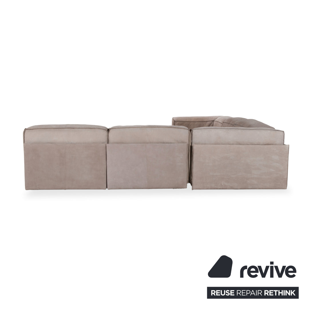 Baxter Leder Ecksofa Grau Beige Sofa Couch