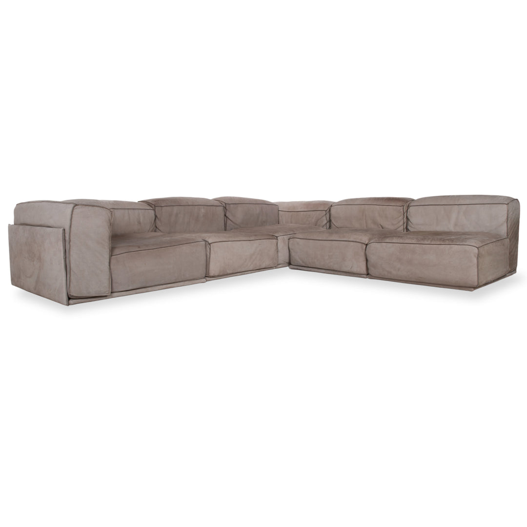 Baxter Leder Ecksofa Grau Beige Sofa Couch