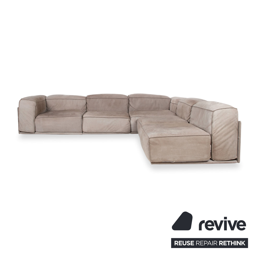 Baxter Leder Ecksofa Grau Beige Sofa Couch