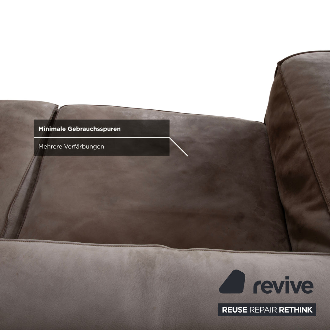 Baxter Leder Ecksofa Grau Beige Sofa Couch