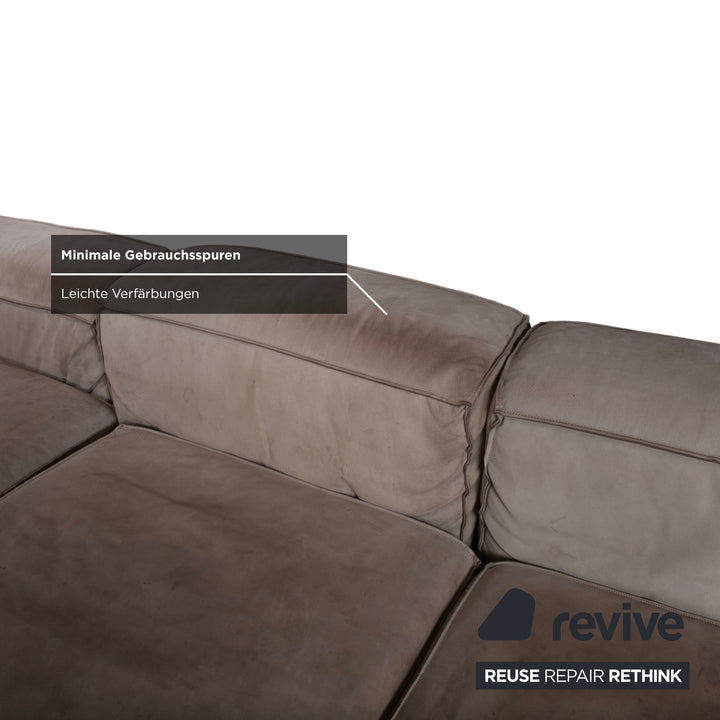 Baxter Leder Ecksofa Grau Beige Sofa Couch