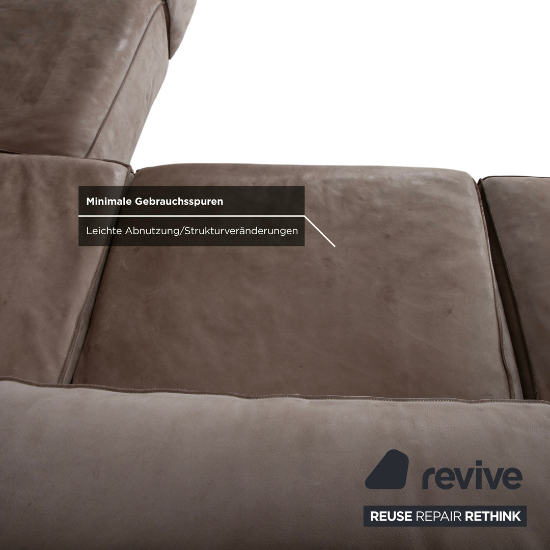 Baxter Leder Ecksofa Grau Beige Sofa Couch