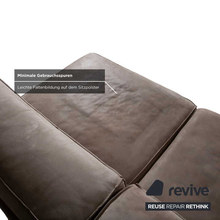 Baxter Leder Ecksofa Grau Beige Sofa Couch