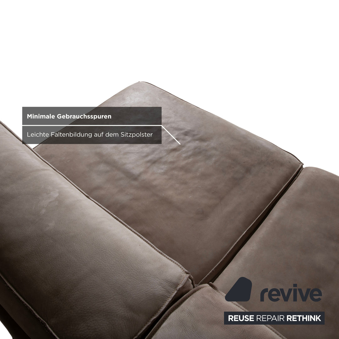 Baxter Leder Ecksofa Grau Beige Sofa Couch