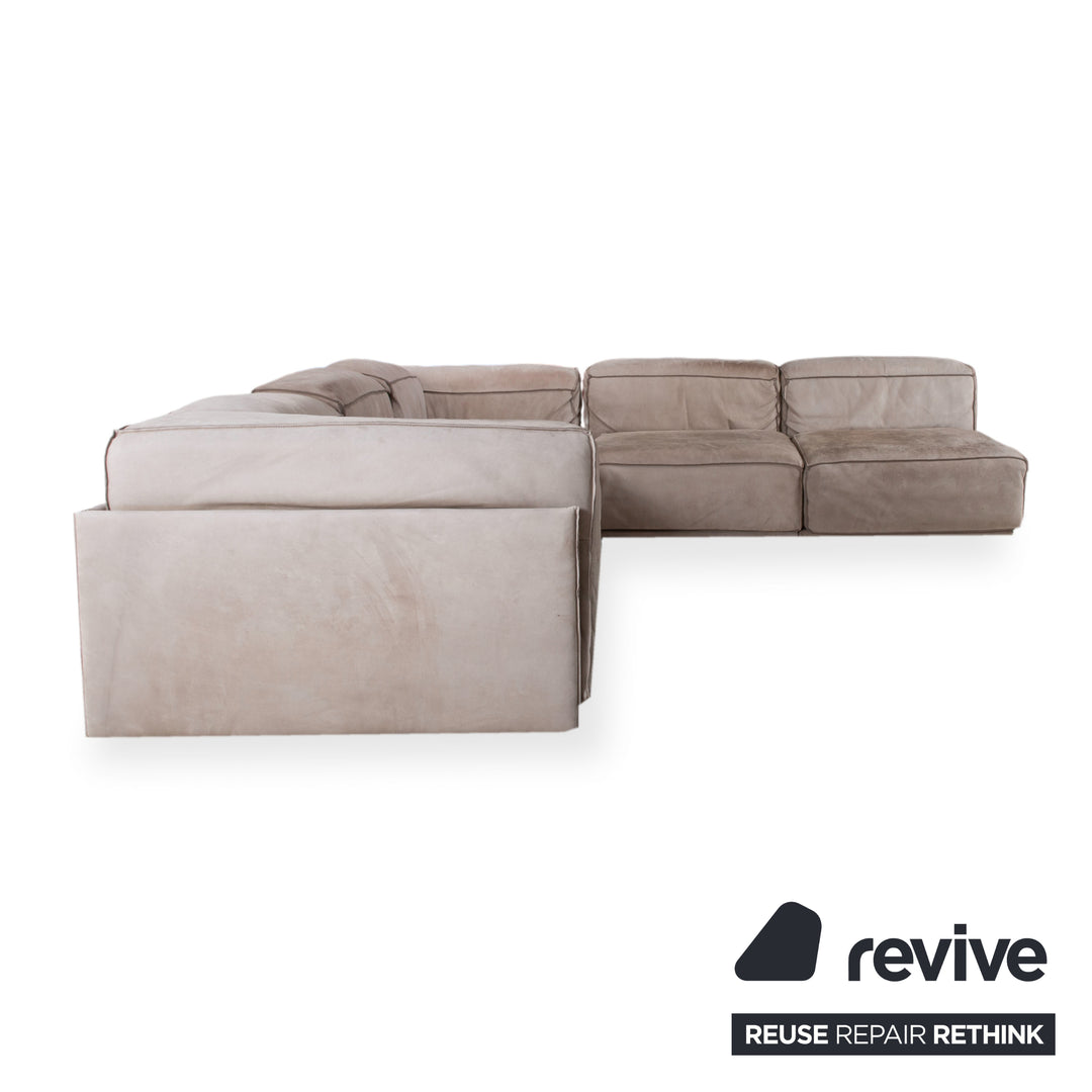 Baxter Leder Ecksofa Grau Beige Sofa Couch