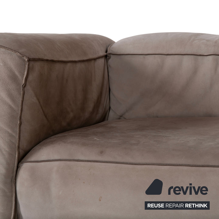 Baxter Leder Ecksofa Grau Beige Sofa Couch