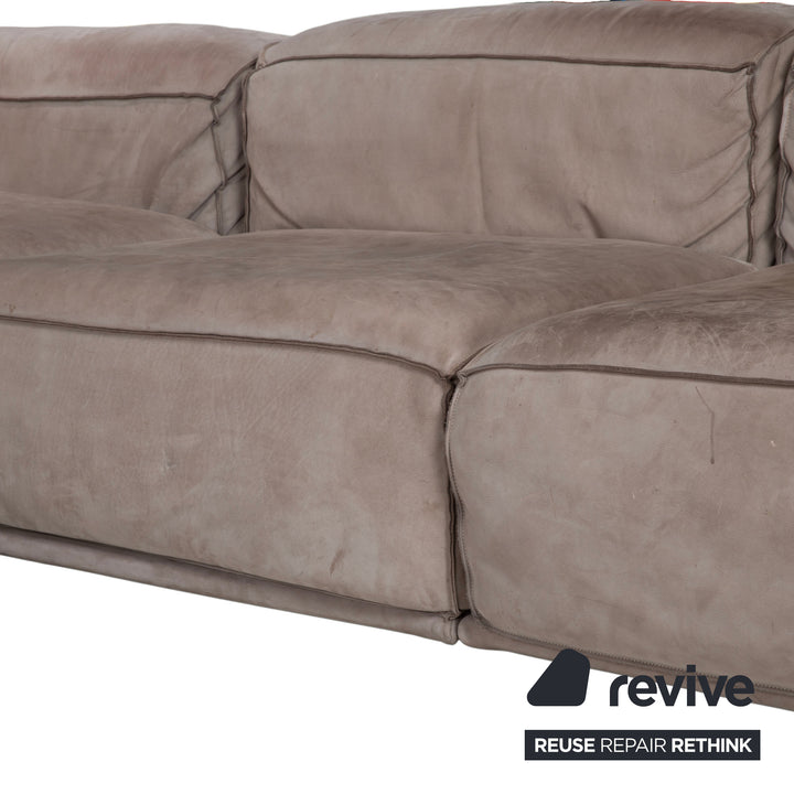 Baxter Leder Ecksofa Grau Beige Sofa Couch