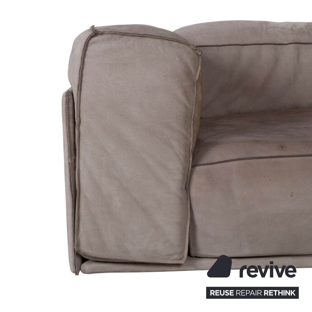 Baxter Leder Ecksofa Grau Beige Sofa Couch