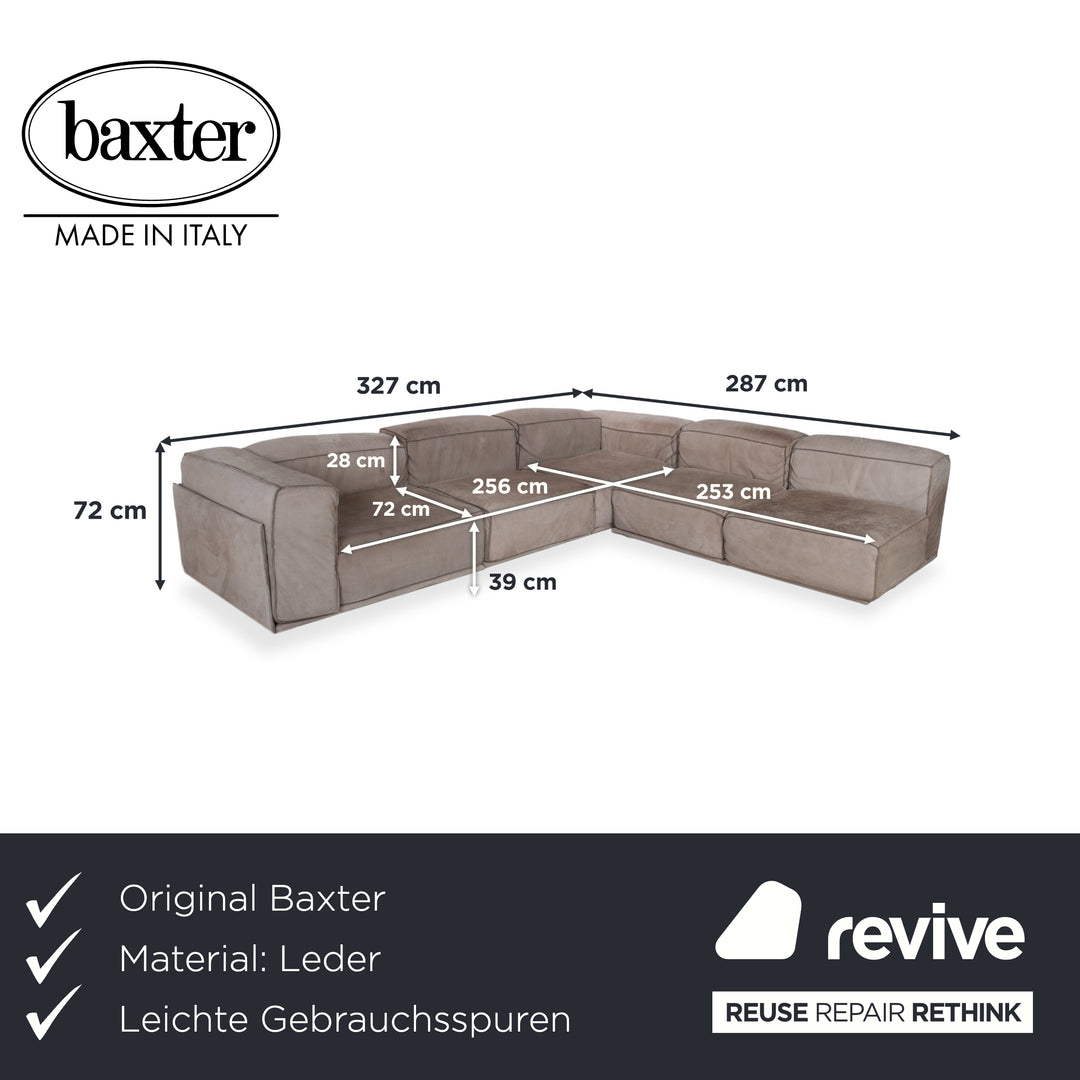 Baxter Leder Ecksofa Grau Beige Sofa Couch
