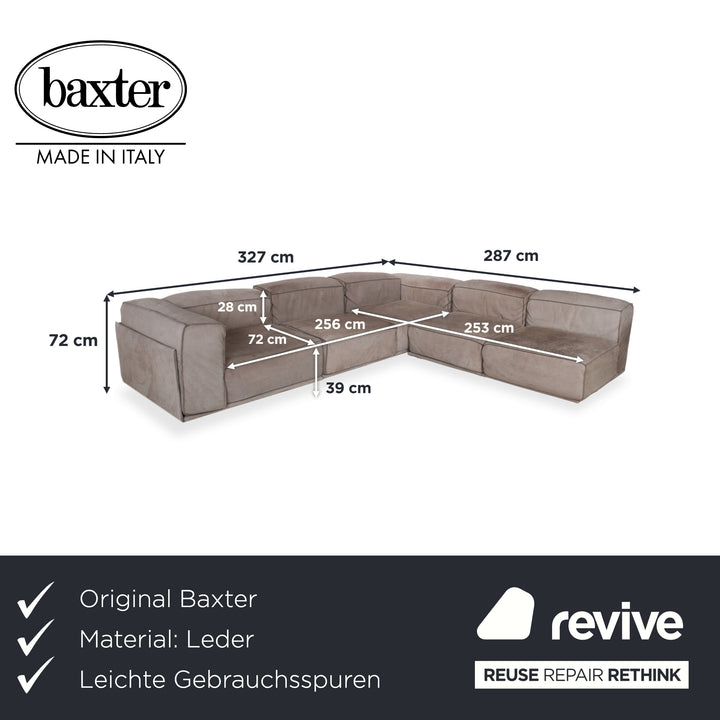 Baxter Leder Ecksofa Grau Beige Sofa Couch