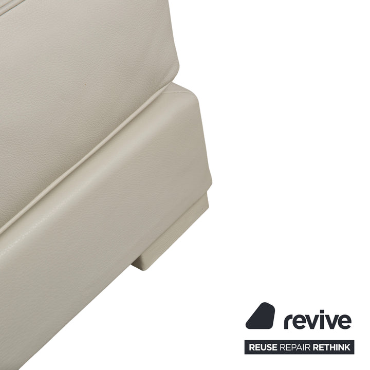 Baxter Leder Garnitur Ecksofa Hocker Weiß Creme Sofa Couch