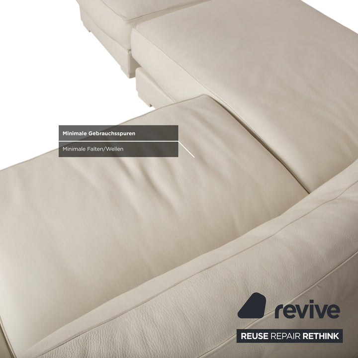 Baxter Leder Garnitur Ecksofa Hocker Weiß Creme Sofa Couch