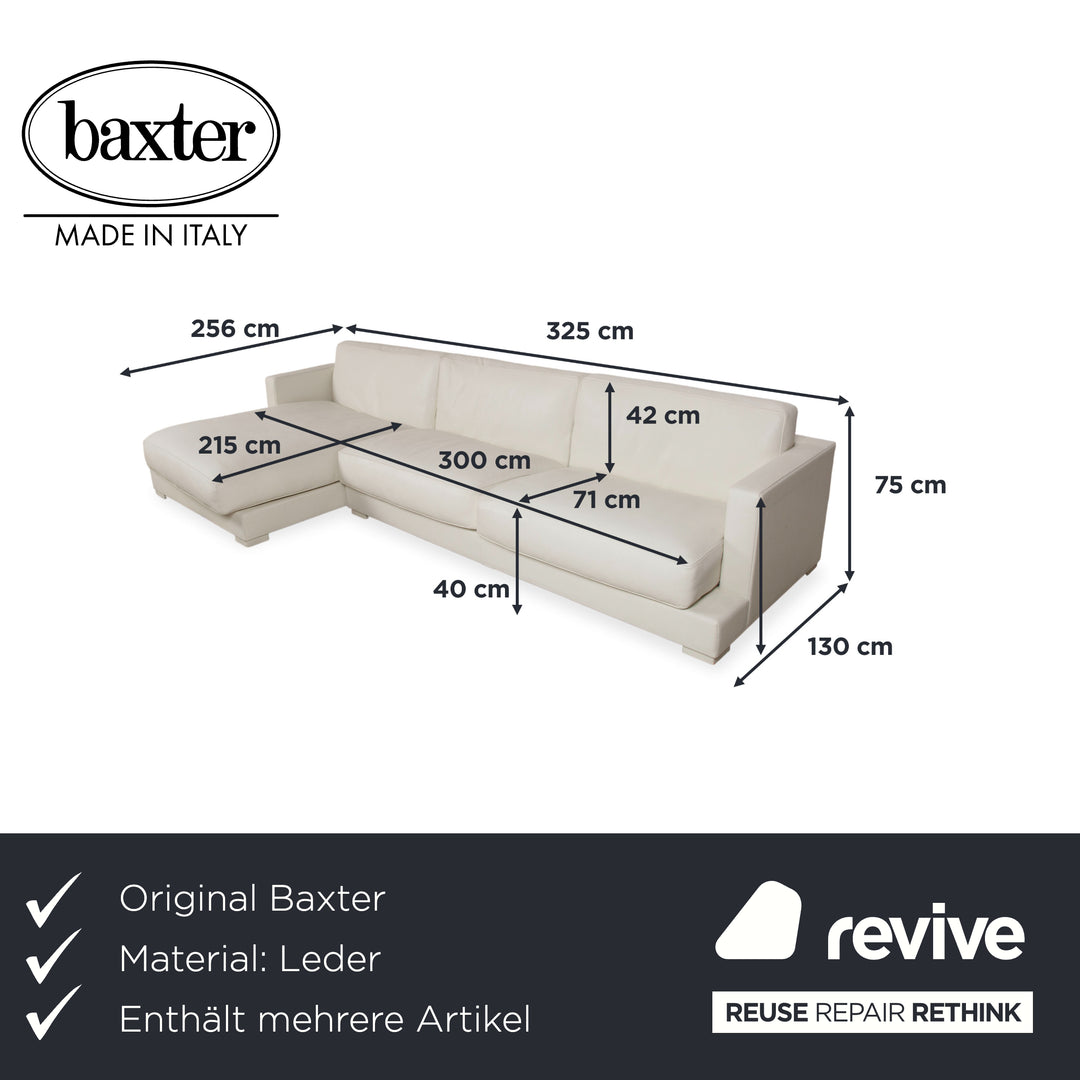 Canapé d'angle avec pouf en cuir Baxter blanc crème canapé