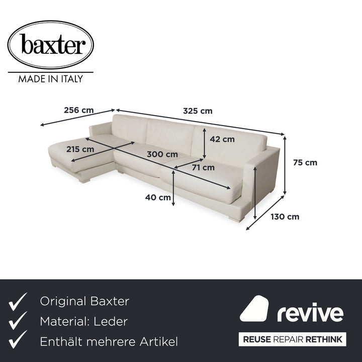 Canapé d'angle avec pouf en cuir Baxter blanc crème canapé
