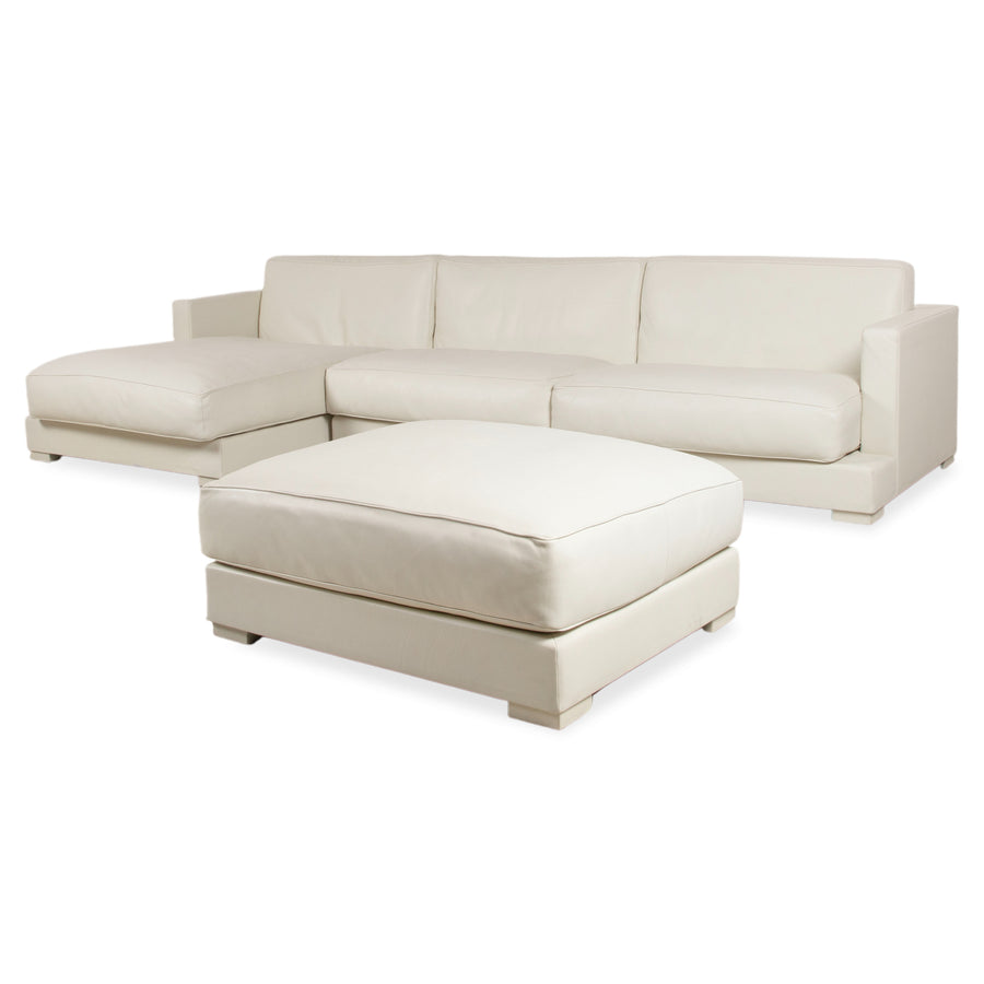 Canapé d'angle avec pouf en cuir Baxter blanc crème canapé