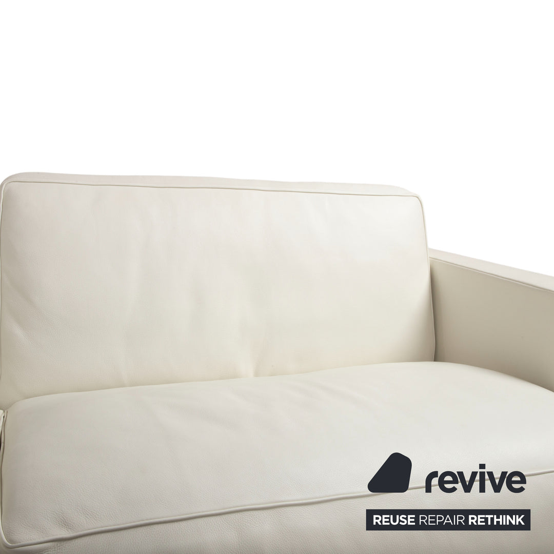 Canapé d'angle avec pouf en cuir Baxter blanc crème canapé