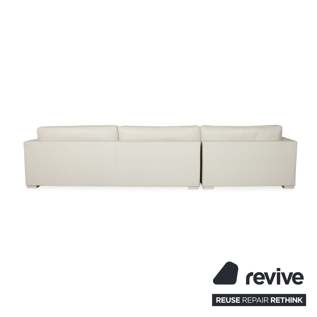 Canapé d'angle avec pouf en cuir Baxter blanc crème canapé
