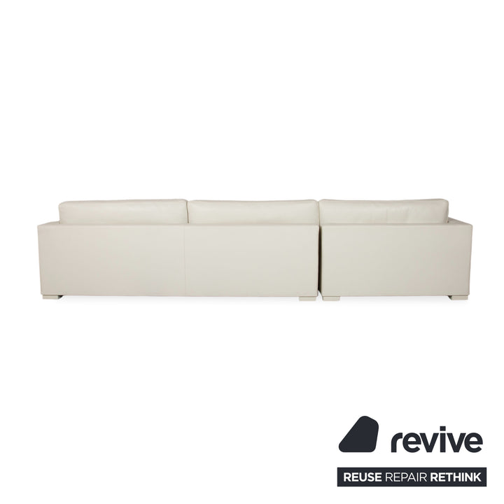 Canapé d'angle avec pouf en cuir Baxter blanc crème canapé