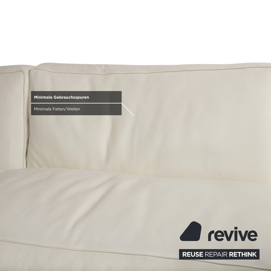 Baxter Leder Garnitur Ecksofa Hocker Weiß Creme Sofa Couch