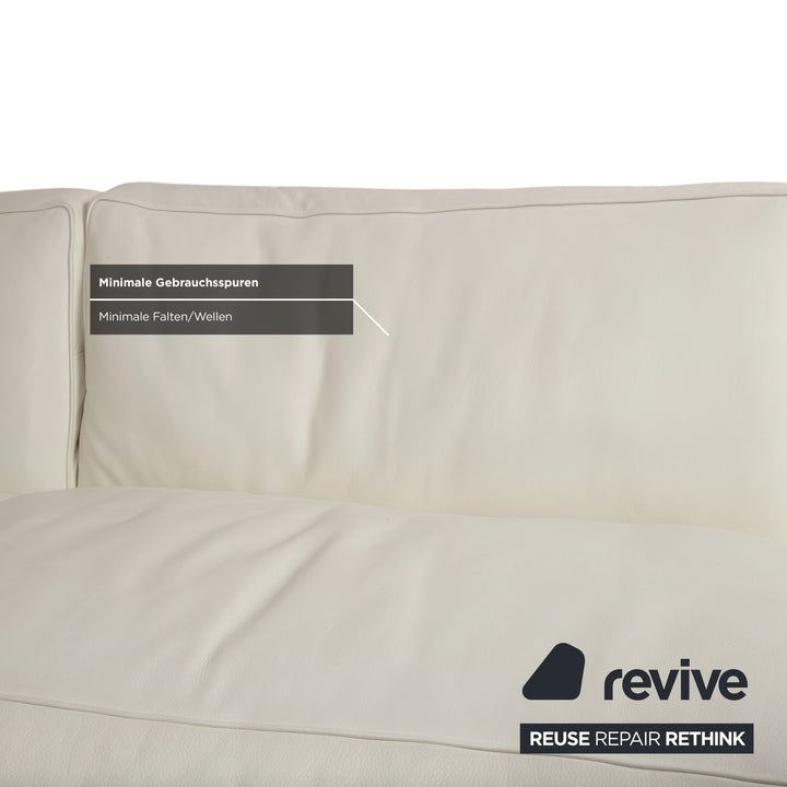 Baxter Leder Garnitur Ecksofa Hocker Weiß Creme Sofa Couch