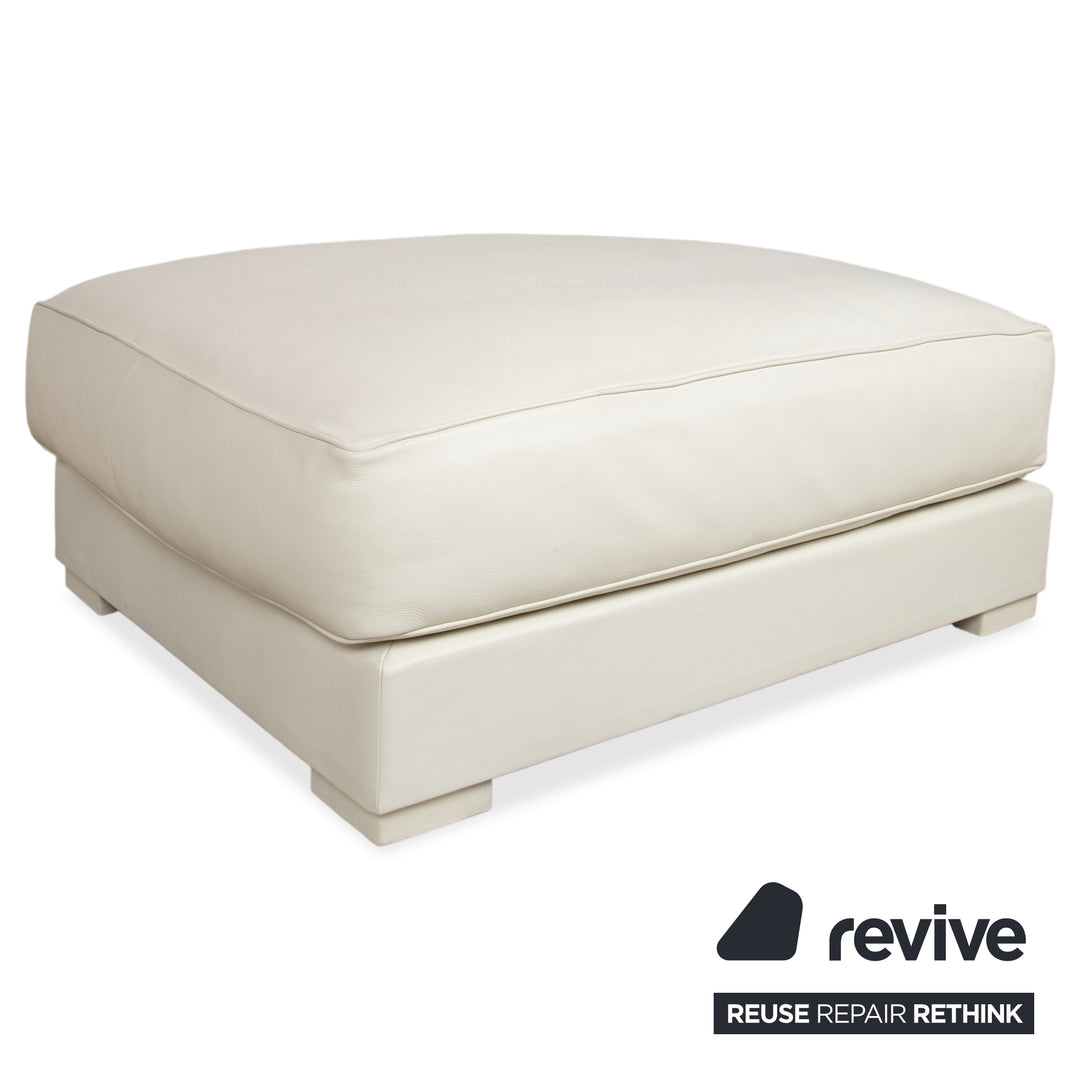 Canapé d'angle avec pouf en cuir Baxter blanc crème canapé