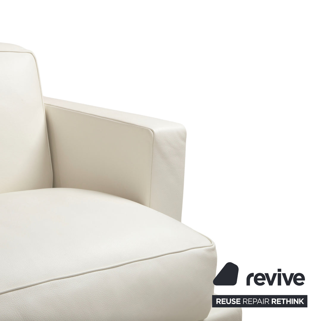 Canapé d'angle avec pouf en cuir Baxter blanc crème canapé