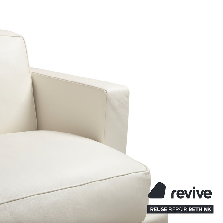 Canapé d'angle avec pouf en cuir Baxter blanc crème canapé