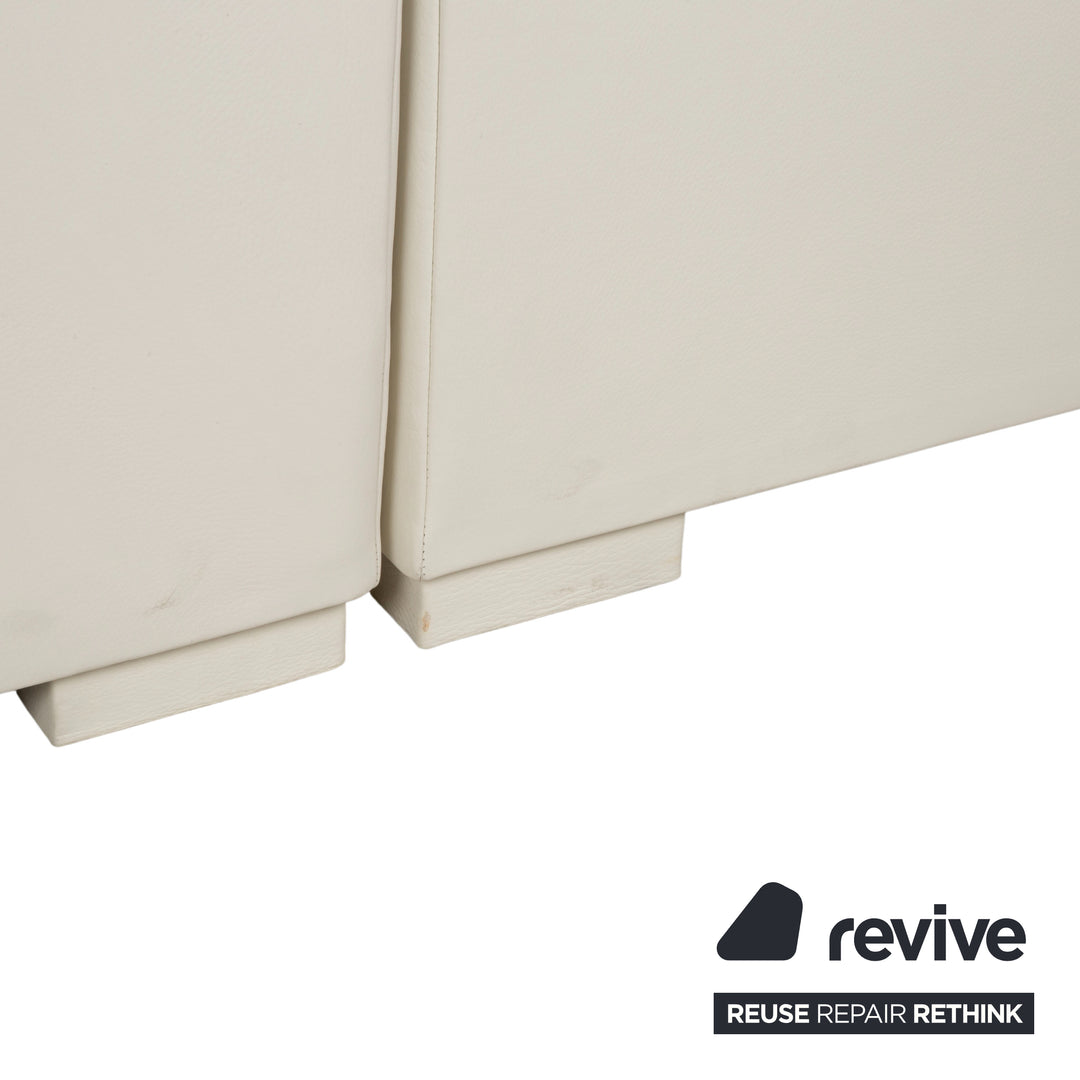 Canapé d'angle avec pouf en cuir Baxter blanc crème canapé