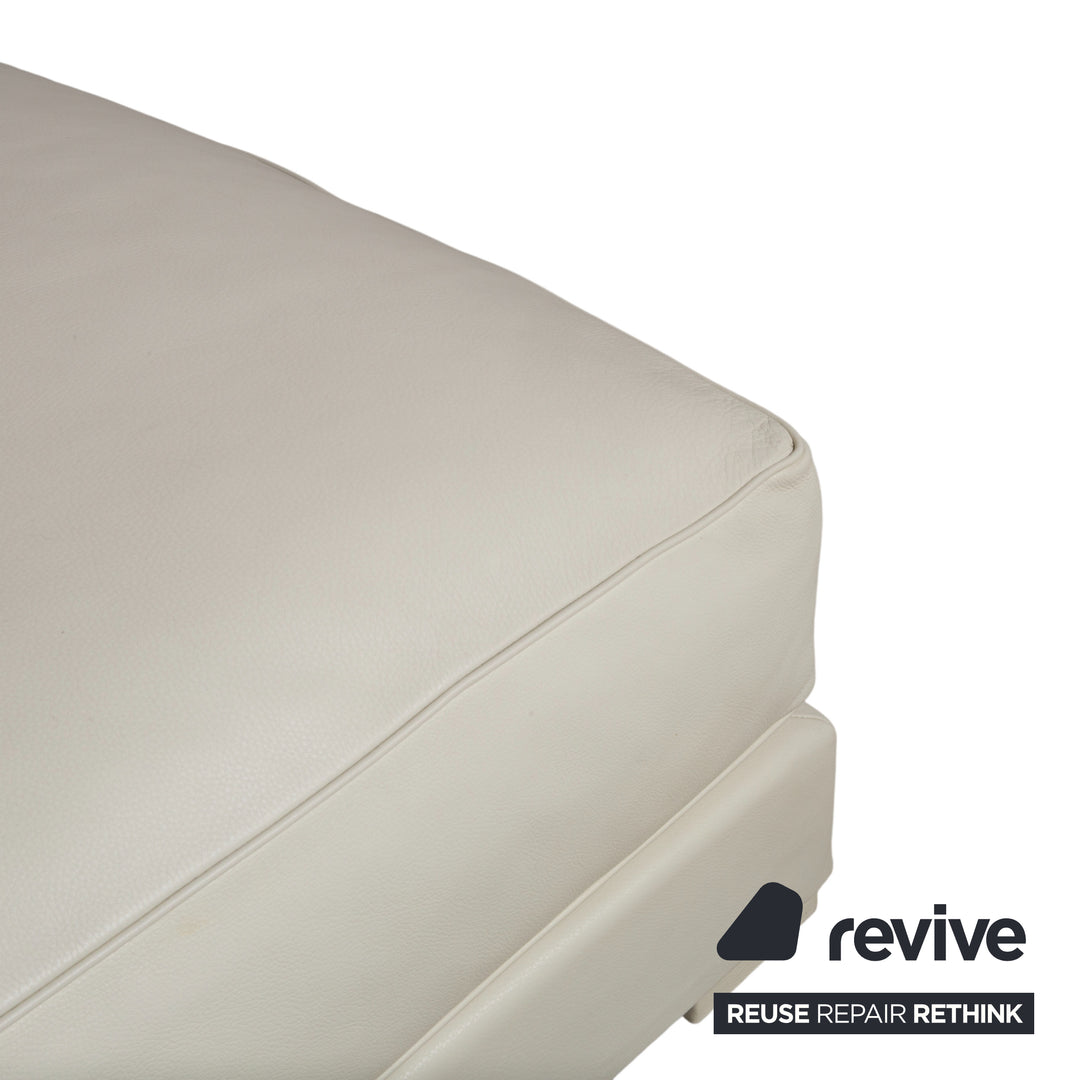 Canapé d'angle avec pouf en cuir Baxter blanc crème canapé