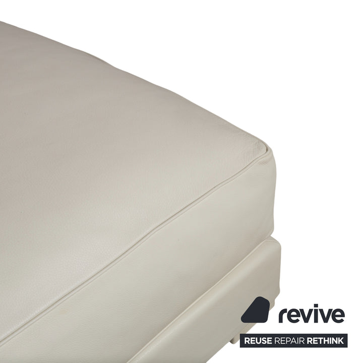 Canapé d'angle avec pouf en cuir Baxter blanc crème canapé