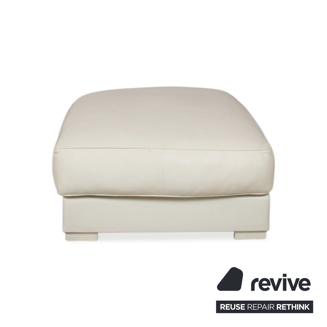 Tabouret en cuir Baxter blanc crème
