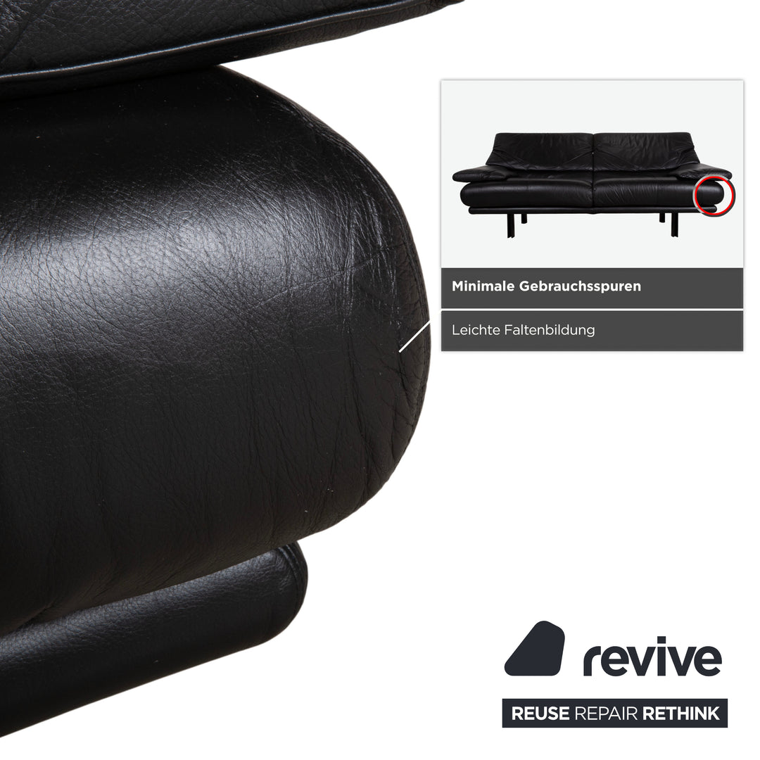 B&B Italia Alanda Leder Dreisitzer Schwarz Sofa Couch