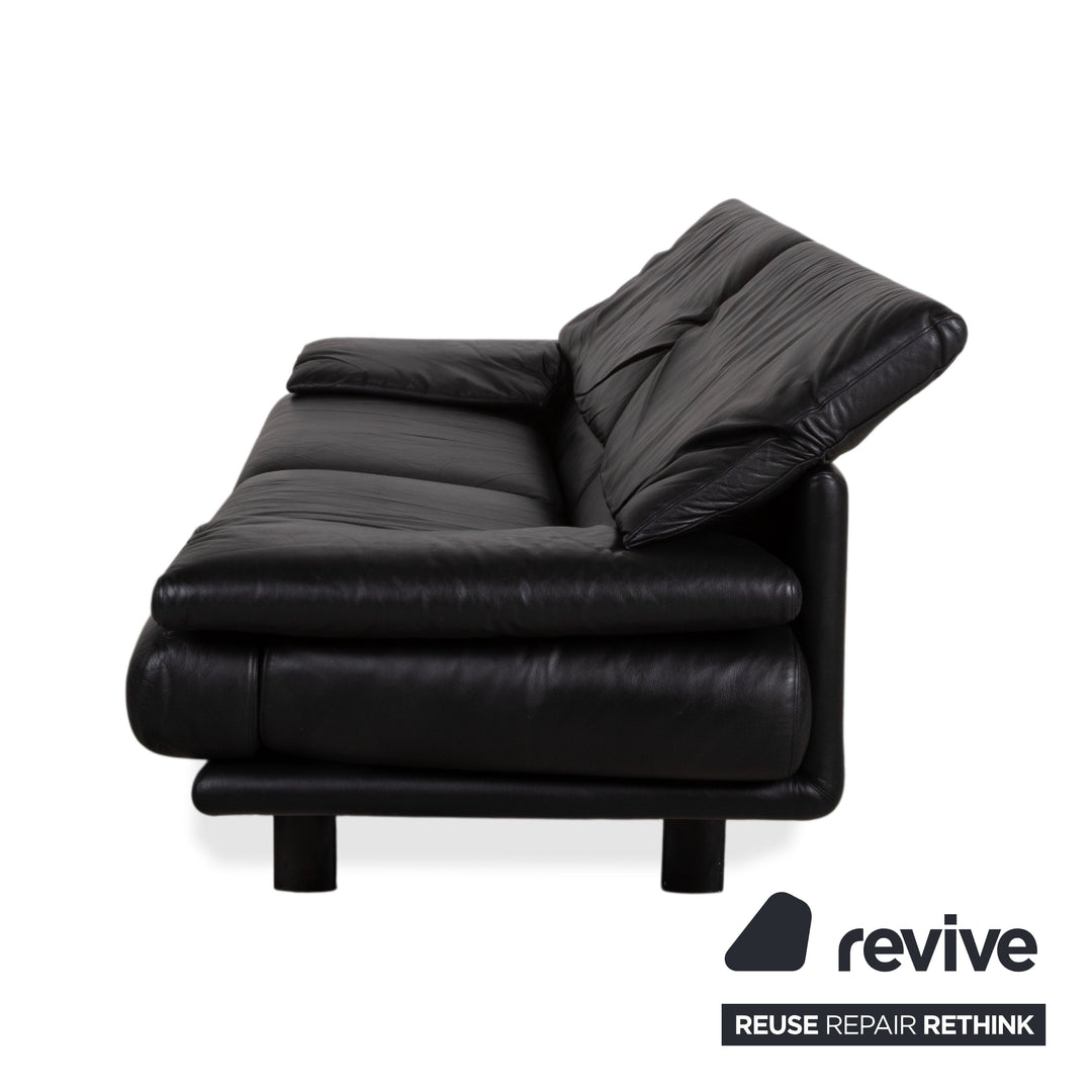 B&B Italia Alanda Leder Dreisitzer Schwarz Sofa Couch