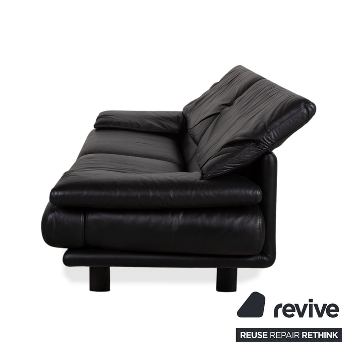 B&B Italia Alanda Leder Dreisitzer Schwarz Sofa Couch