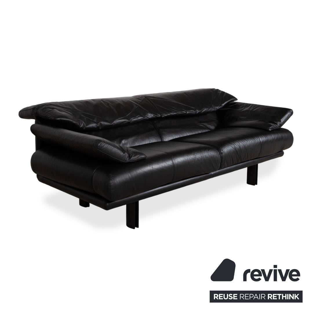 B&B Italia Alanda Leder Dreisitzer Schwarz Sofa Couch