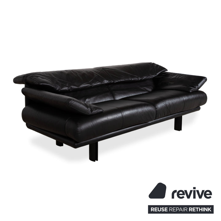 B&B Italia Alanda Leder Dreisitzer Schwarz Sofa Couch